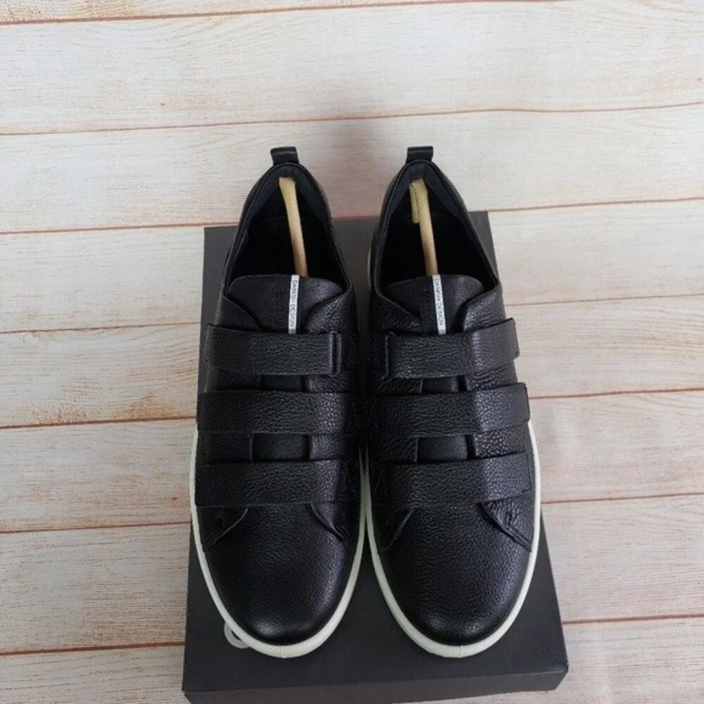 ECCO Soft 8 Ladies Leather Walking Comfortable Shoes w/ Velcro Closure in Black